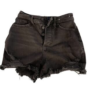 Hollister Mom Jean Shorts 00 Curvy Ultra Streetwear High Rise Button Fly Black